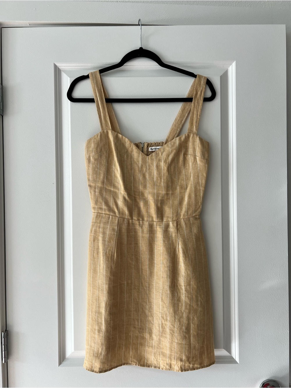 Reformation Yellow Pinstripe Mini Dress